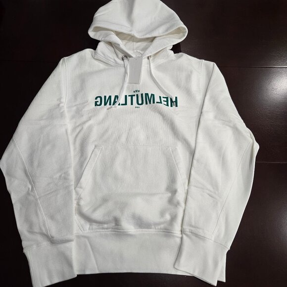 Helmut Lang Logo-Print Hooded Sweatshirt - Chalk White - Picture 10 of 12